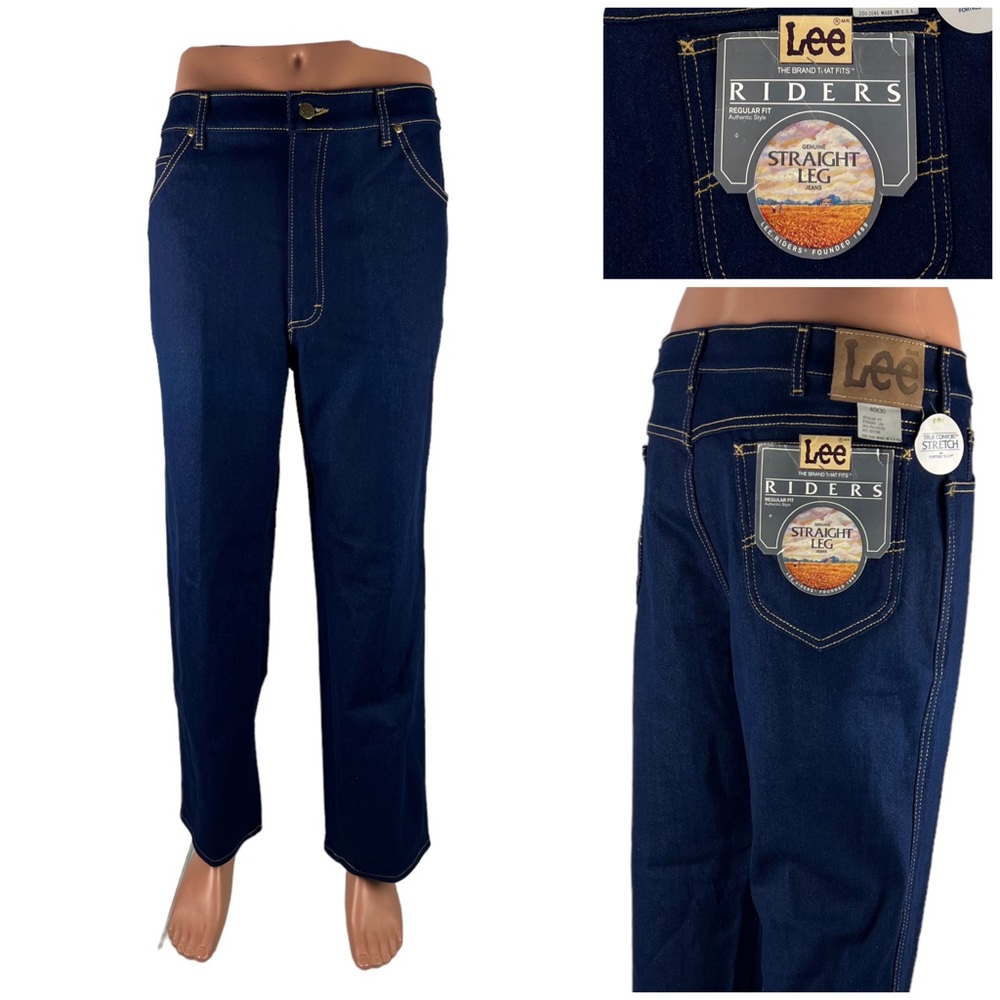 Lee Riders 38 x 30 (actual) Blue Jeans Straight Leg Deadstock USA Made Vintage